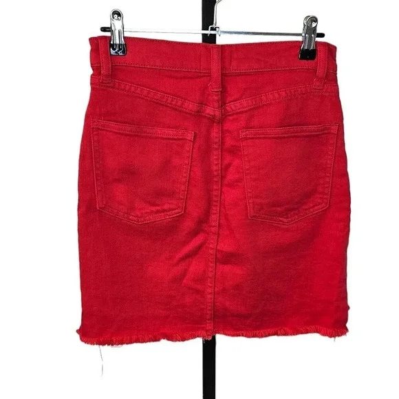 Aritzia Wilfred Free Tanit Skirt Stepped Hem Frayed Edges Red Size 4 - Picture 2 of 8